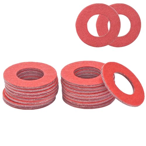Verpakking van 100 Fiber Discs, M5 x 10 x 1mm Red Steel Fiber Washers, O Ring, Flat Fiber Washers