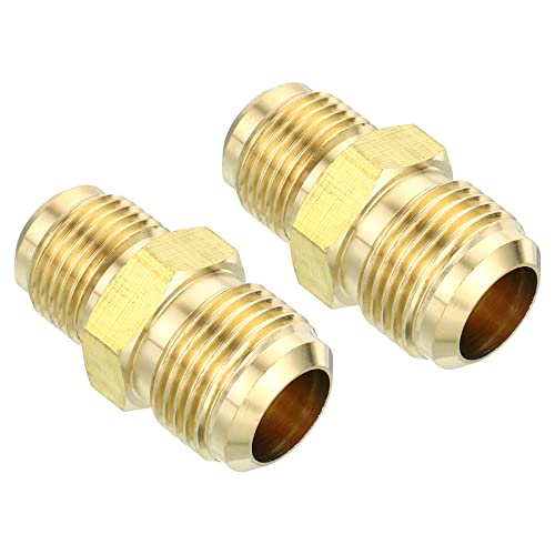1/2" Man x 5/8" Man Messing Flare Union Connector, 2Scs Gas Adapter Messing Buis Koppelende Pijp Past voor slangen Fitting