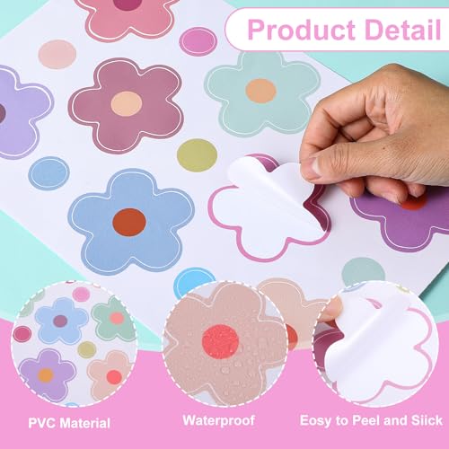 4 Vellen Flower Stickers Fiets, Flower Car Stickers, Flower Car Stickers, Motorfiets Stickers, Koffer Stickers voor keuken, Badkamer, Auto, Koffer, Laptop, Stickers voor fietsen, Scooters 4