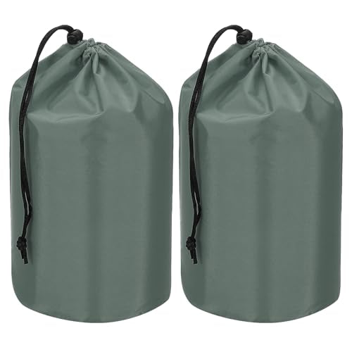 Stuff Sack, 2 stuks 15x25cm Waterdichte Outdoor Opbergzak Draagbaar Koordstof Flap Bag Lichtgewicht slaapzak voor Camping Wandelen Reizen, Grey