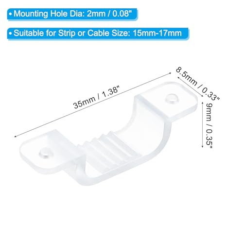 100 stuks LED Strip clips Montage haken met clips en schroeven voor 15mm-17mm Neon RGB lichtkabel Transparant