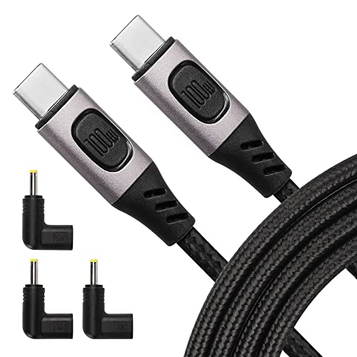 100W USB-C naar USB-C snelle voedingskabel, ondersteunt tot 5A 20V met DC4017 conversiekop, 5V 9V 12V, kan het vermogen tot 65W verminderen (kabel met DC 4017)