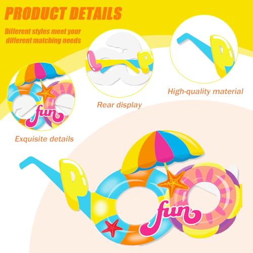 Hawaiian Party Glazen, 24 stuks, Paper Party Glazen, Paper Glazen voor Strand, Zwembad, Party, Tropical Dress Up, Glazen Frame, Zomer, Grappig Hawaiian Glazen Decoraties voor 3