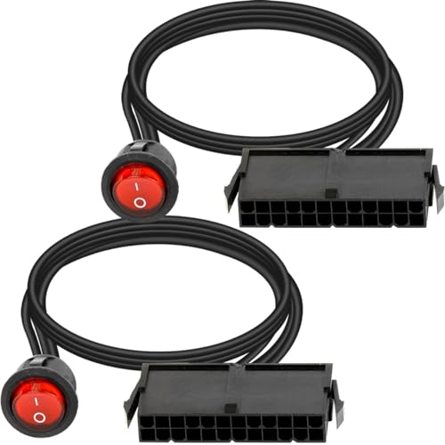 2 stuks 24 Pin ATX voeding Jumper Bridge Tester Gereedschap met aan/uit switch LED Rode Kabel Adapter Computer Power Bridge voor waterkoeling Knop