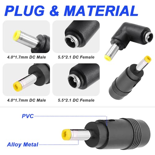 5.5 x 2.1mm Jack to 4 x 1.7mm Plug en DC Plug 4 x 1.7mm Socket 90 graden rechts Hoek DC Plug (10 Pack) 5