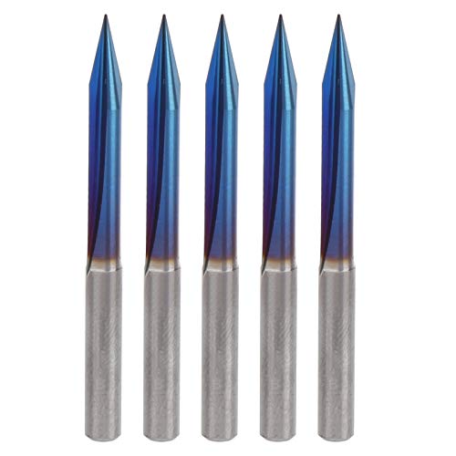 5 st Graveren Bit 2 Fluiten V Tip 4mm Shank Recht End Mill Cutter Tungsten Steel Blue Coating Milling Cutter Carving Tool 4x0.3x20
