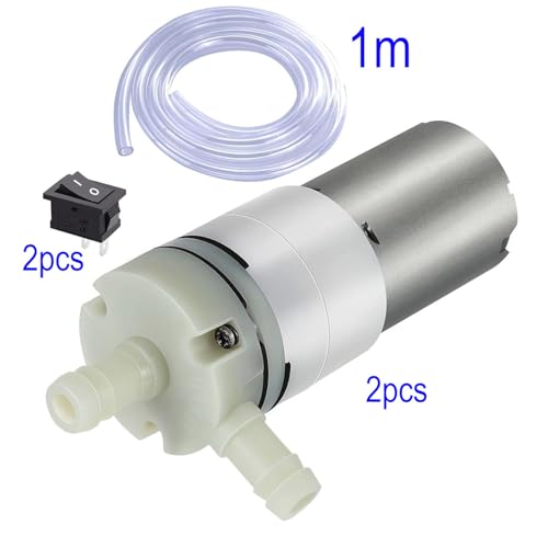 2st Mini DC 12V 370 Mini Miniature Zelfafdrukkende waterpomp, luchtpomp voor aquarium, 1/4" slangconnector, Max Flow 700-850ml, geschikt voor aquaria, theeaars