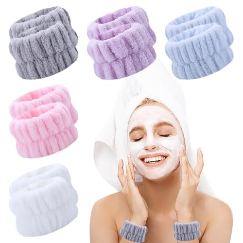 10 stuks gezicht Wash polsband, pols Spa Wasband Microfiber Absorberende gezicht Wash polsbandjes Elastische handdoek polsbandjes Multicolor polsband Sweatband voor Bad Douche Make-up