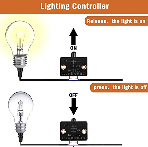 8-Pack 1A 250V Cabinet Deurlamp Switch Automatic Push to Break Deurschakelaar voor Kledingkast (zwart) 3