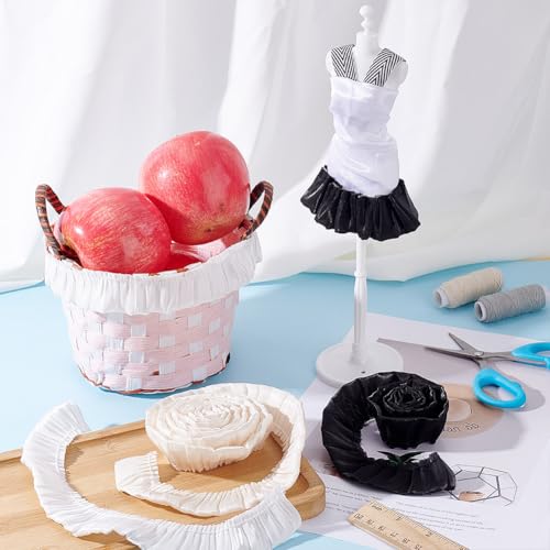 9 Yards Ruched Lace Trim, 30mm Brede Pleated Edge Trim Rouffles Wave Edge Ribbon voor het naaien van bruidsjurk Kleding Decoratie, Old Lace 4