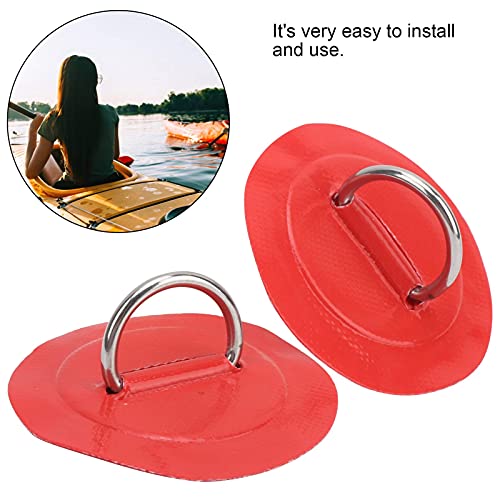 2 stuks Marine Vaste Buckle Paddle Board D-Ring Kajak D-Ring Pad Opblaasbare boot D-Ring Patch met Bungee Cord voor Marine Kayak(Red) 3