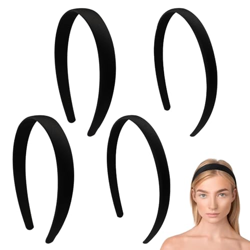 4 st. Comfortabele brede harde hoofdband, 1,5cm/2cm Breed Vintage Solid Hair Band voor meisjes en vrouwen, Classic Basic Simple Hairband voor meisjes, Plastic Fashion No Slip Headband