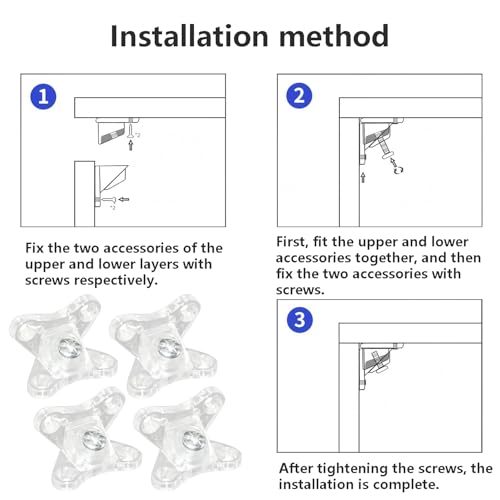 Verpakking van 4 verwijderbare hoekhouders, Meubilair Montage Hackets, Butterfly Corner Connector, Montage Hackets met Schroeven voor schuren, Kasten 3