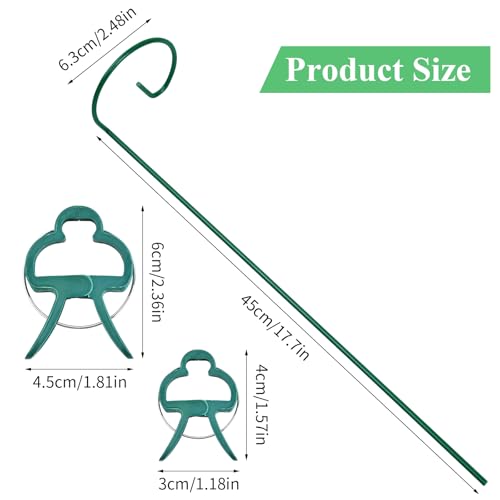 10st Tuin Polen, Plant Support Ring, Enkele handvat metaal met 20 Clips, Plant Stakes voor Bloemen, Tomaten (45cm)