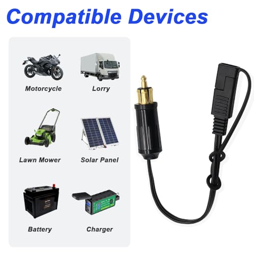 DIN Powerlet Plug to SAE Adapter Jack, 12V-24V SAE Plug to SAE Plug with Dust Protection Extension Cable for BMW Motorcycles (2 Pieces, 35 cm) 4