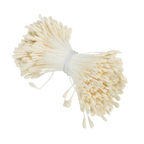 2.5mm Dubbele hoofden Bloemen Stamen, 340st Kunstbloemen Stamen Pistil Matte Parel Bloemen Stamen voor DIY kerstkaart bruiloft decoratie, crème wit