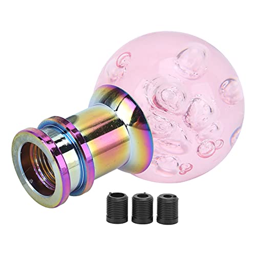 Gear Shift Knob, Universele handmatige automatische Shift Knob, Acryl + Metaal Shifter, Roze Crystal Look, met 3 Thread Adapters 3