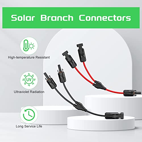 4 Pack Solar Cables, Y Plug, Solar Panel Plug Cable Connectors Plug Solar Cable Y Distributor Solar Plug voor Parallel Photovoltaic Socket Black/Red 5