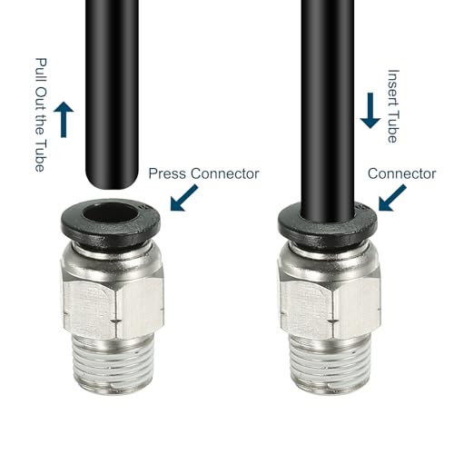 6mm x 1/8 inch NPT Push om mannelijke draad te verbinden, 4st Straight Quick Coupling, lucht en water Pneumatische lijn Aansluitslang 5