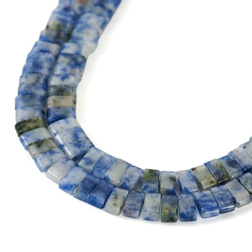 1 Strand Natural Edelsteen Tila Kralen Blauwe Spot Jasper 2 Hole Square Zaad Kralen Drager Kralen voor Meerdere Strands Armband Ketting Ambacht sieraden maken, 150 st