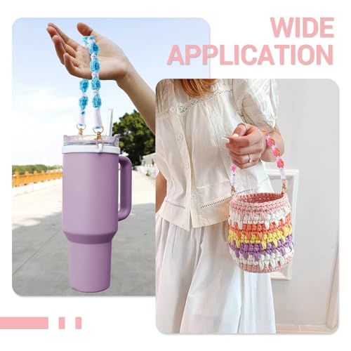 6 stuks madeliefjes handvat riem katoen gebrei bloemen kord riem met legering draaibare sluit 6 kleuren fles bandjes madeliefje gebreide handgrepen voor portemonnees cup bandjes 3