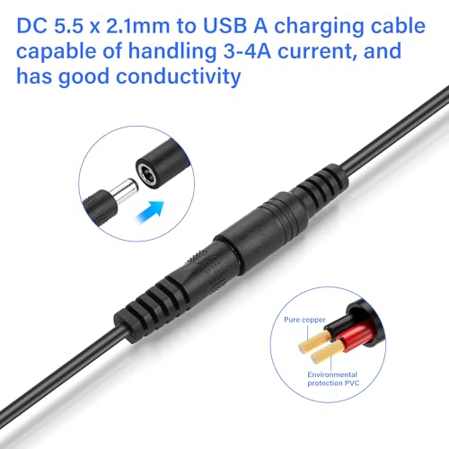 5V DC naar USB Splitter Power Cable 2Scs 20AWG DC5.5mm x 2.1mm Vrouw naar Dual USB2.0 Vrouwelijke uitbreiding Kabel voor Telefoon Laptop Led Strip Lights Camera 5