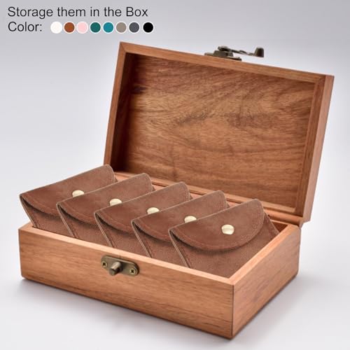 20 stuks sieraden zakje, 7 x 7,5 cm, zachte fluwelen zakjes met drukknop, draagbare opslag voor ringen ketting armband oorbel horloge donkergroen 5