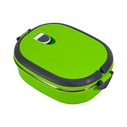 Draagbare Lunchdoos, Hot Lunch Box, Lunchdoos, Stapelbare Lunchdoos, Isolatie, Thermocontainer, Voedselcontainer, Luchtdichte Lagen met Handvat (Groen, 1 Capas) 4