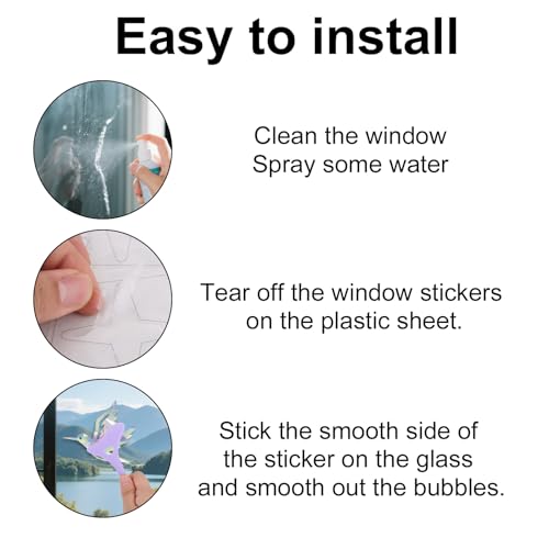 64st Anti-Botsings Raamstickers, Ter Voorkomst van Vogelbotsingen Regenboogeffect Raamstickers Reflecterend Anti-Bossing Geen Lijm Nodig (Verschillende Ontwerpen) 5