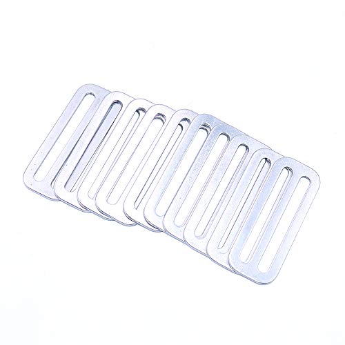 10Stuks Metalen Tri-Glide Slides Buckles Kit 50mm, Tri-Glide Slides Vierkante Ring Schuifrichters Buckles Webbing Belts Gesp voor riemtassen DIY Accessoires wit 4