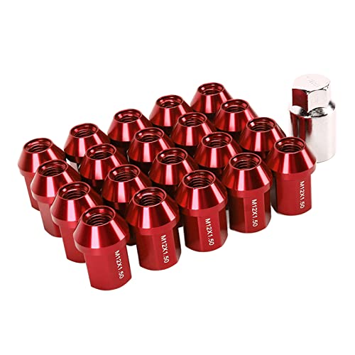 20Pcs Wheel Noten Gesloten End Wheel Noten Zwarte Wiel Noten Spline Wiel Noten Eikel Wheel Noten Tuner Wheel Noten Aluminium Legering Gesloten End Vervanging(RED)
