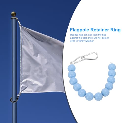 Flagpole Retainer Ring, 12 Kralen Mount Ring Accessoires Houd Vlag dicht bij paal met roestvrij staal Kabel voor binnen Outdoor Flagpole, Blauw 5