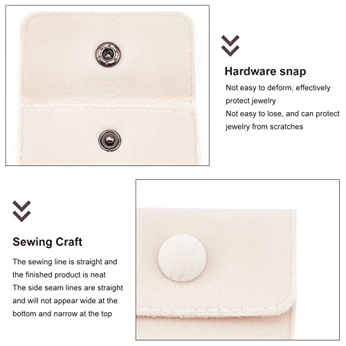 12 fluwelen sieraden tassen met snap stud, fluwelen sieraden opslag tassen Off White Luxe snoep sieraden cadeau ketting armband verpakking 7 x 7 cm 4