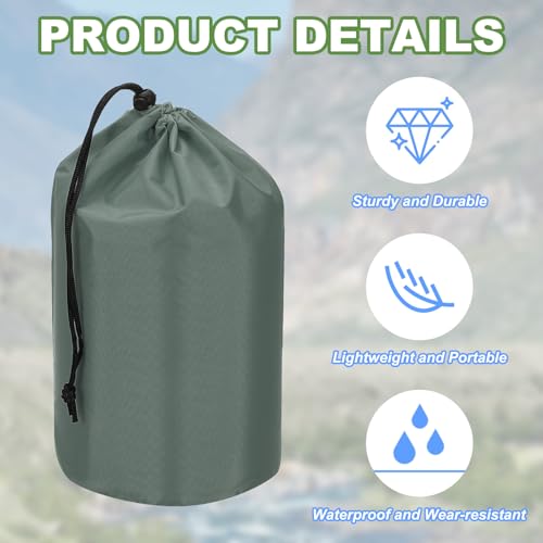 Stuff Sack, 2 stuks 15x25cm Waterdichte Outdoor Opbergzak Draagbaar Koordstof Flap Bag Lichtgewicht slaapzak voor Camping Wandelen Reizen, Grey 3