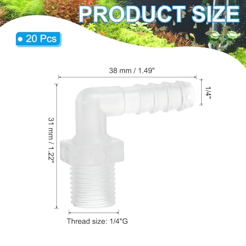 1/4" G x 1/4" Slang Barb Fitting L Elbow Fittings, 20st Plastic Barbed Wire Pipe Connector Joint Splicer Mender Adapter Unie voor gas brandstof vloeibare lucht