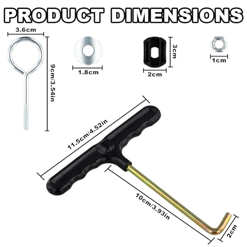 Verpakking van 12 Trampoline Reserveschroeven Inclusief 2 veerhaken, schroefaccessoires voor Trampoline, Trampoline Schroeven, Geschikt voor grote en kleine trampolines