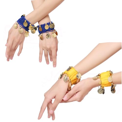 4 Paar Belly Dans armband, Belly Dans Coin Armband, Chiffon Belly Dans Armband, Geschikt voor Dans Shows, Feesten 4