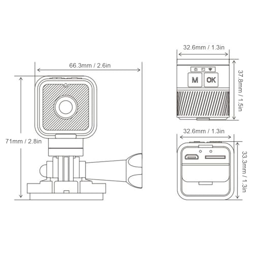 Marhynchus Sportcamera wifi 1080p Full HD 25 fps 1920 x 1080p 25 FPS, ondersteuning 256 GB geheugenkaart, geïntegreerde microfoon, batterij 900 mAh, voor buitenactiviteiten, materiaal