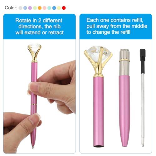 Balpen met zwarte inkt, 12 stuks kristallen diamant metalen pen 1,0 mm medium punt voor het maken van notaties, wit 4