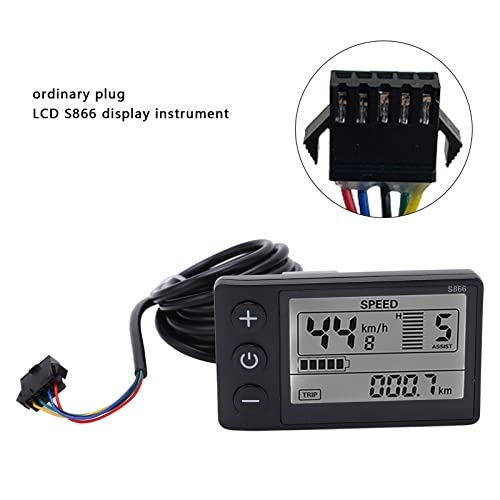 S866 Elektrische fietsweergave, waterdicht IP65, LCD-meter 24V/36V/48V Elektrische Scooter Configuratiescherm met SM-connector