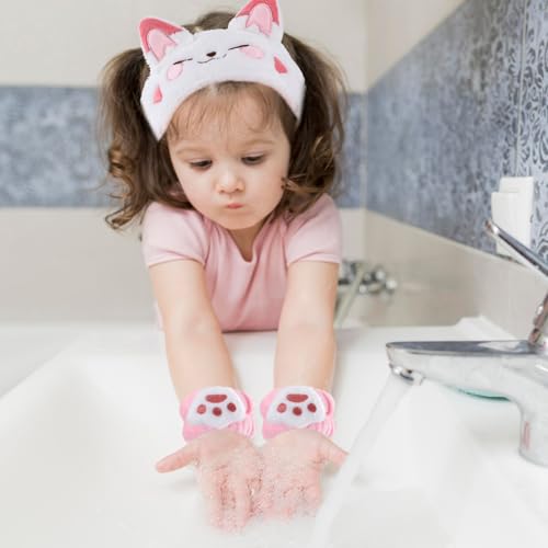 Haarband Cosmetics voor make-up en wassen, schattige kat elastische gezicht band pols Wasband, Absorberende make-up haarband voor meisjes en vrouwen, Yoga, Sport, Huidverzorging, Cosmetics(C) 3