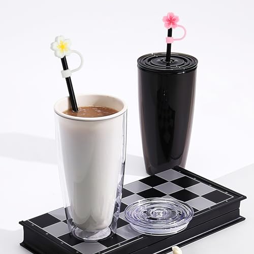 Silicon Flower Straw Cap, 4 stuks 10mm Leuke stro, Compatibel met 30 & 40 oz Cup Herbruikbare stro, Caps Drum deksels, Stofdichte Drinkriem Caps 3