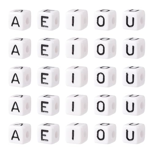 500 st Acryl Alfabet Kubus Kralen 10mm Vierkante Cubic Clinker Kralen met Initial Letter A E I O U voor sieraden maken