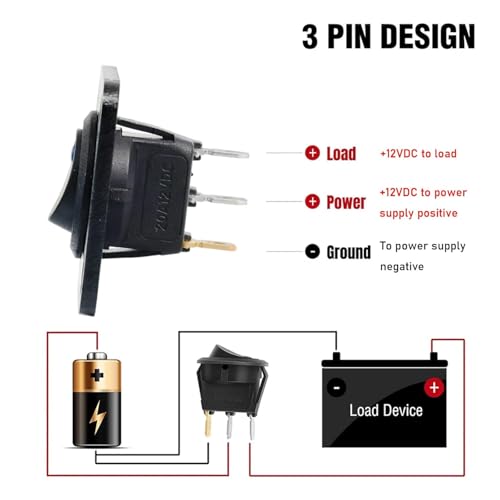 Schakel schakelpaneel met 2 Strips, Blue LED Toggle Switch, 12-24 V, SPST Switch, Rond, voor Auto, Caravan, Vrachtwagen, Boot 5