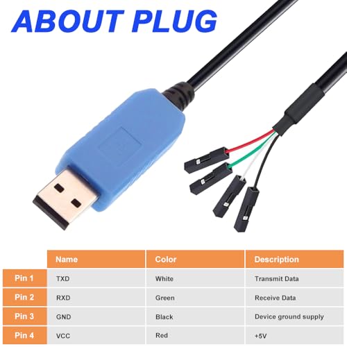 USB naar TTL Serial 3.3V Adapter Kabel USB Plug naar TX RX Bus met 0,1 Inch Divider en PL2303TA Prolific Chip (1.8m) 4