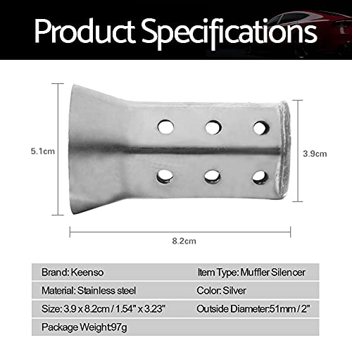 Universele 51mm RVS motordemper geluiddemper insert Silencers