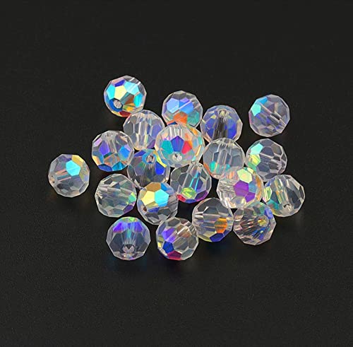 100 st Facet Parels, Glazen Parels, Glitter kralen, Check, Rond, Kleurrijk, Decoratie, Gepolijste kralen, DIY Glass, Crystal Kralen Kralen, Juwelen, Ambachten, Armband, Ketting, Accessoires, 8mm, Aarde kralen