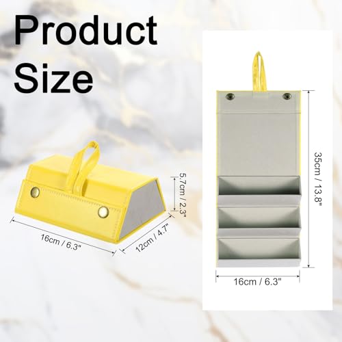 Reizen Zonnebril Organisator, Opvouwbare Zonnebril Houder met 3 Slots, Lederen Zonnebril Houder, Opslag geval, Draagbaar voor Meerdere glazen Organisatie, Geel, Geel, 6.3 x 4.7 x 2.3Inch