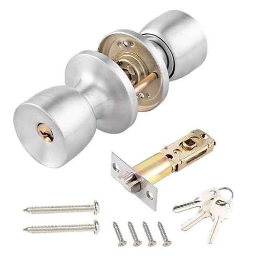 1 Stuk deur handvat roestvrij staal met slot en sleutel, ronde knoop, slot, deur slot voor slaapkamer, kantoor