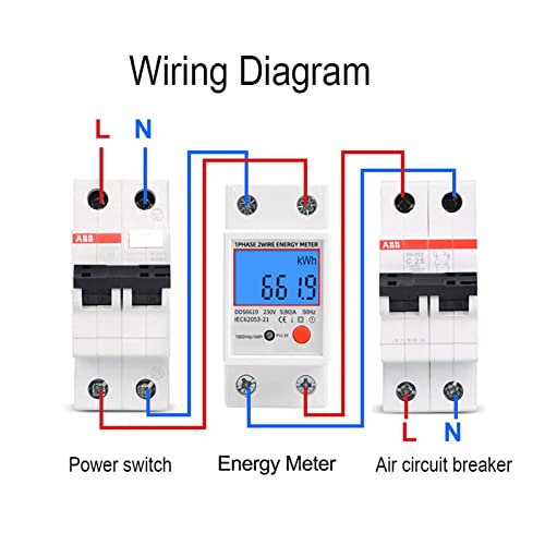 Enkele fase elektrische energiemeter, 230V Resetable Digital Display Single Fase LED backlight elektrische vermogen Watt uurmeter 3